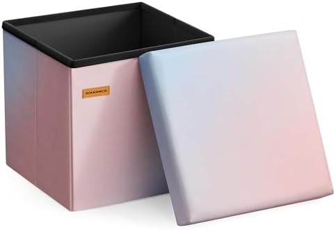 SONGMICS Small Folding Storage Ottoman, 11.8 x 11.8 x 11.8 in by SONGMICSbySONGMICSHOME
