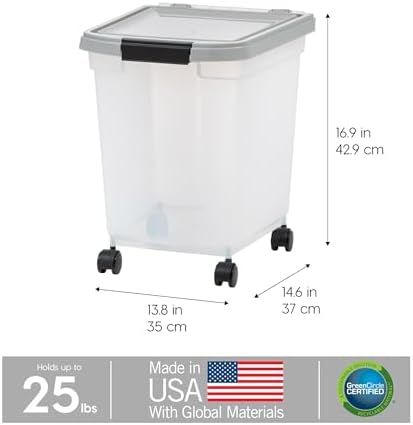 IRIS USA Dog Food Storage Container, Up to 25 lbs, Clear/Gray, Made in USA - Image 3