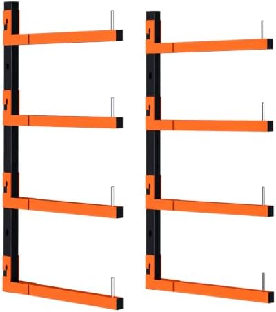 2 Pack Lumber Storage Rack, Wall Mount Removable & Adjustable Lumber Rack with 4-Level Holds Up 520 Lbs, Heavy Duty Metal Garage Wood Rack for Workshop, Basement, Indoor and Outdoor by Unknown