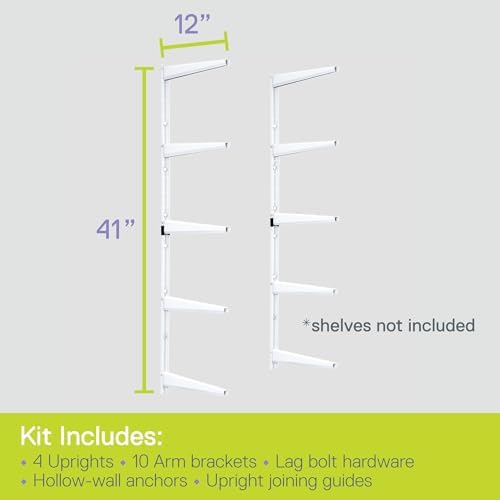Delta Minimalistic White Shelf Brackets Cycle, Set of 10 Fully Adjustable 12-inch Heavy Duty Shelf Brackets, Holds Up to 800 lbs, Modern Shelf Bracket for Wood Shelves - Image 3
