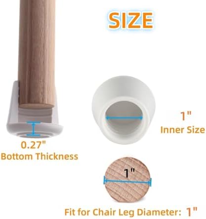 Furnigear Chair Leg Tips Caps Non-Slip Rubber Leg Tips 1” Inner Diameter Chair Leg Floor Protectors Round White, 16 Pack - Image 3