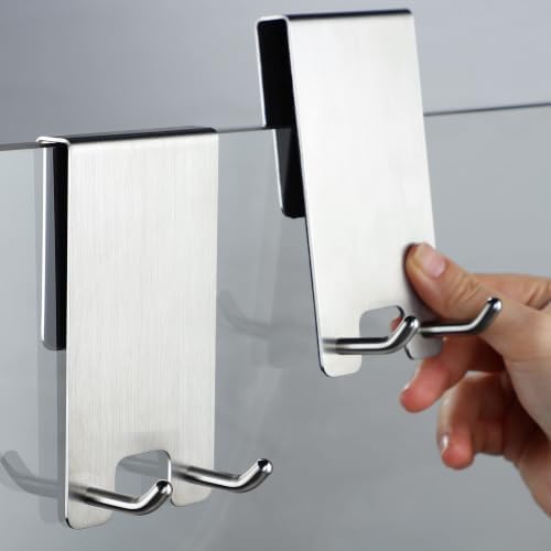 Taozun Shower Door Hooks, 2 Pack Towel Hooks for Frameless Glass Door by Taozun