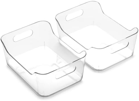 BINO | Plastic Storage Bins, Small - 2 Pack, Clear | THE SOHO COLLECTION | Pantry Organizers and Storage Containers Fridge Organizer Bins Kitchen Cabinet Organizer Medicine Cabinet Bin by BINO