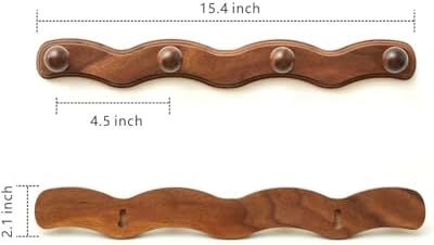 Wood Coat Rack Wall Mount - 4Pack Walnut Coat Hooks for Hanging Clothes,Keys, Robes,Purse,Towels,Bags,Backpack, Modern Decorative Wall hooks Heavy Duty Hanger Organizer for Bathroom,Entryway & Bedroom - Image 5