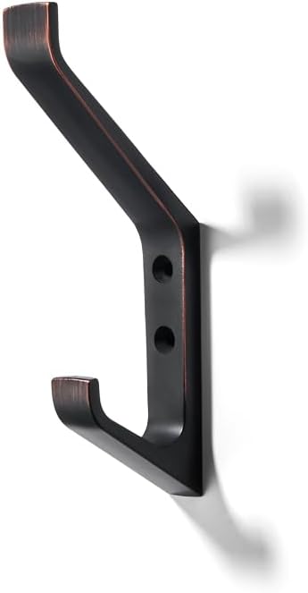 khtumeware 3 Pack 5-3/4 inch zinc Alloy Oil Rubbed Bronze Coat Hooks Modern and Simple Design Bathroom, mudroom Hook, Kitchen Towel Hook,Venetian Bedroom Coat and hat Hook, Towel Robe Hooks by khtumeware