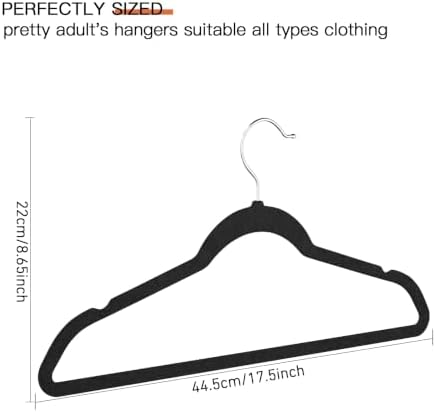 Black Velvet Hangers 20 Pack, Slim Space Saving Suit Hangers for Closet Organizer, Rotating Silver Hook, Non Slip Clothes Felt Hanger Heavy Duty for Coat,Shirt, Pants, Camisole, Dress - Image 2