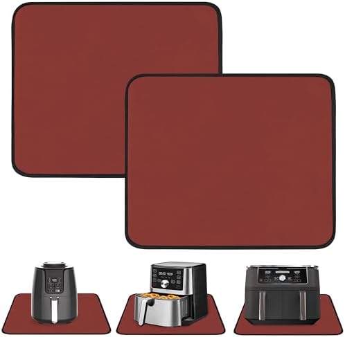 2 PCS Heat Resistant Mats for Countertop Air Fryer, 14x12in, Red by Amerbro