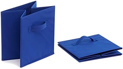 Amazon Basics Collapsible Fabric Storage Bins with Handles, Cube Organizer for Home Organization, 10.5"x10.5"x11", Navy, 6 Count (Pack of 5) - Image 7