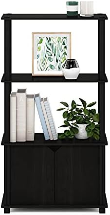 Furinno GO GREEN Storage Shelves, 4-Tier Book Shelf, Bookcase, Display Shelf with Open Shelf and Closed Storage, for Organization and Storage, Living Room, Garage, Home Office, Espresso - Image 6