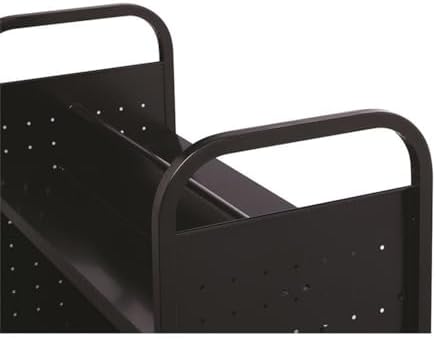 Hirsh Rolling Library or Home Office Double-Sided Sloped Shelves Book Cart with Lockable Wheels in Black - Image 2