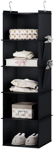 YOUDENOVA Hanging Closet Organizer and Storage for Clothes, 5-Shelf, Black by YOUDENOVA