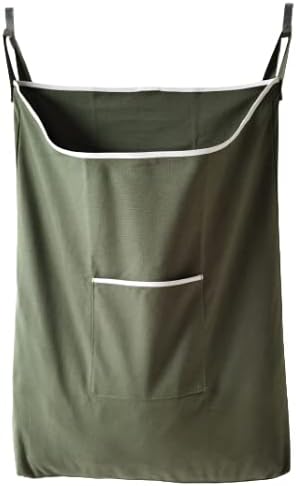Door Hanging Laundry Hamper with Front Pocket, Army Green, 65 Liters by GORISEN