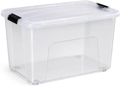 60 Qt Clear Plastic Storage Bin with Secure Latching Lid, Stackable Tote by Unknown