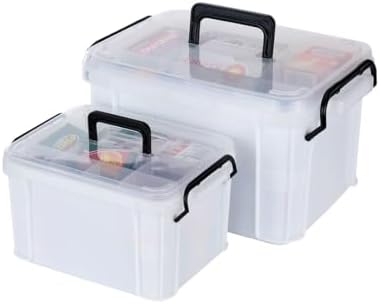 Set of 2 Medicine Organizer - Plastic Storage Box with Handle White by HeyFoly