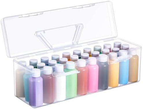 Threehoney 1 Pcs Acrylic Paint Storage Box with Handle, 90 Bottles, White by Threehoney