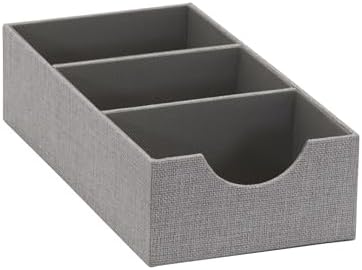 Household Essentials Grey 727-1 Deep 3 Section Drawer Organizer Box for Storage | 12 in x 6.13 in x 3.13 by HouseholdEssentials