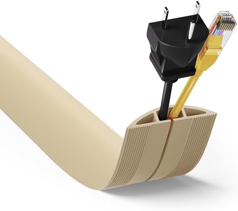 ZhiYo 4ft Floor Cord Cover, Cable Cavity 0.6" W x 0.32" H, Ivory Beige by ZhiYo