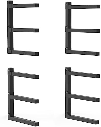 Lumber Storage Metal Rack, 3-Level Wall-Mounted Organizer and Wood Rack, Indoor & Outdoor Storage Solution for Workshop or Garage - 2 Pack by Tigerden