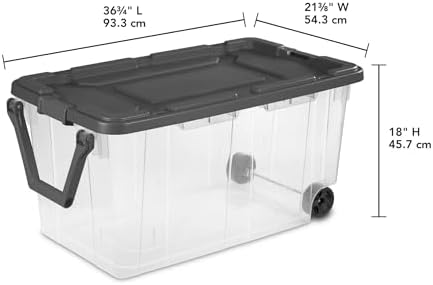160 Quart Wheeled Stacker, Extra Large Durable Clear Bin, Latch Lid and Pull Handle, Gray, 2 Count - Image 2