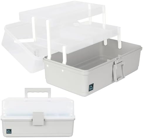 WEWLINE 3-Layers Plastic Portable Storage Box,Household Plastic Craft Supply Box with Handle,Multifunctional Storage Boxes for Children Student,Perfect for Home Office by WEWLINE