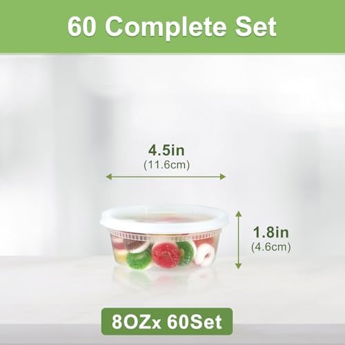 Dipoo 60 Sets (120-Piece) Deli Containers with Lids 8 oz - Image 2