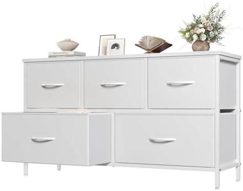 OLIXIS White Dresser for Bedroom, Wide Chest of Drawers for Clothes Storage by OLIXIS