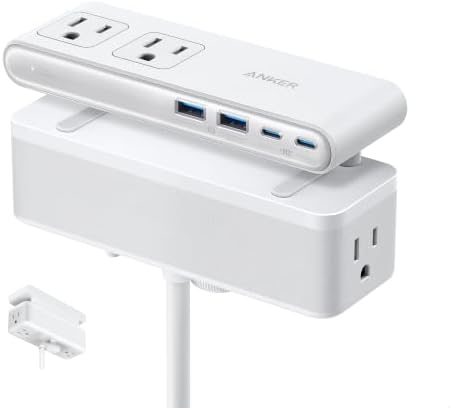 Anker Nano Power Strip, Desk Clamp, 70W Max, 1500J Surge Protector, 2 USB C by Anker