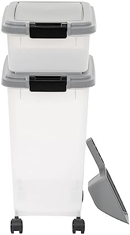 Amazon Basics 3-Piece Airtight Pet Food Storage Container Combo with Scoop, BPA Free, Removable Wheels, 33 QT + 12 QT - Image 5