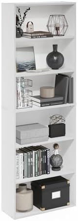 Furinno Jaya Simply Home Free Standing 6-Tier Open Storage Bookcase, White by Furinno-FitsYourSpaceFitsYourBudget