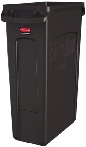 Rubbermaid Commercial Products Slim Jim Plastic Rectangular Trash/Garbage Can/Bin with Venting Channels, 23 GAL, Brown, for Kitchens/Classrooms/Offices/Back of House by RubbermaidCommercialProducts