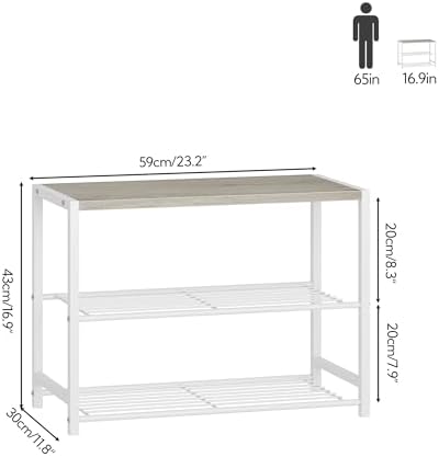 Yusong Shoe Rack Organizer, 3 Tier Industrial Shoe Storage Shelf for Closet Entryway, Narrow Sturdy Metal Shoe Shelves, White - Image 3