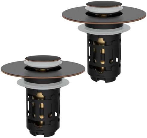 Hibbent 2 PCS Upgraded 3 in 1 Bathroom Sink Drain Strainer, Pop Up Stopper by Hibbent