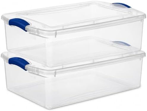 2Pack 32 Qt Medium Latching Storage Bin, Clear - Image 2