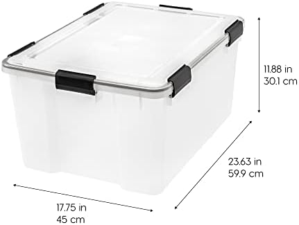 IRIS USA WeatherPro 63 Qt Storage Bins with Lids, 2 Pack, Clear/Black - Image 2