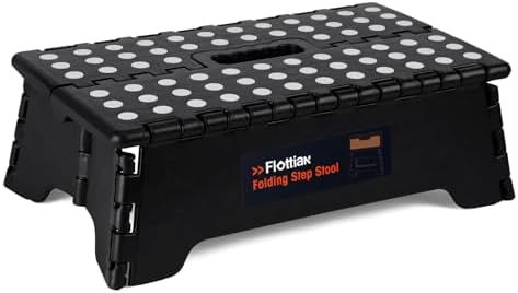 Flottian 5" Folding Step Stool for Adults and Kids 15-Inch Extra Wide Stool Holds Up to 300 lbs,Non-Slip Folding Stools with Handle,Compact Plastic Foldable Step Stool for Bathroom,Kitchen,ect by Flottian