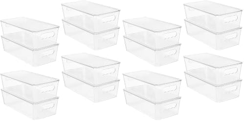 Vtopmart 8pcs Clear Organizers and Storage Bins with Lids, Stackable Plastic Storage Containers with Handles for Fridge, Freezer, Pantry, Cabinet, Kitchen Organization (Pack of 2) by Vtopmart