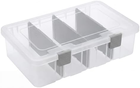BTSKY Clear Plastic Dividing Storage Box with 4 Compartments Sewing Box by BTSKY