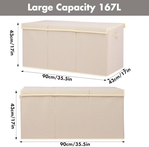 popoly 167L Large Toy Box Storage with Lid, Collapsible Kids Toy Storage - Image 4