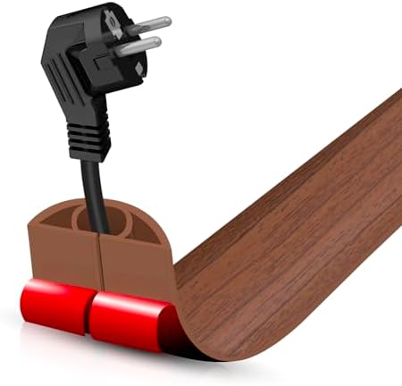Floor Cord Cover Self Adhesive Cord Hider,3.3FT Cable Management, Extension Strip Protector for Wires, Prevent Cable Trips for Offices, Gyms, Exhibitions Cavity:0.39"(W) x0.27(H) Wood Red Teak by DBHXXMB-HH