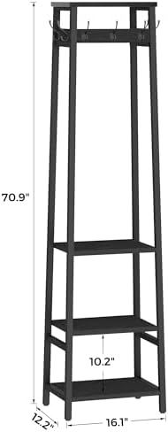 Coat Rack Freestanding with 3 Shelves and 7 Hooks - Image 3