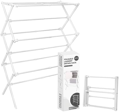 ZOES HOMEWARE 2026 Enhanced Clothes Drying Rack | Foldable Drying Rack Clothing for Laundry | Small Collapsible Portable Dryers for Laundry | Use for Indoor & Outdoor | White 37.5"x29"x12" by ZOESHOMEWARE