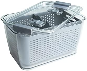 Kitchen Spaces Colander Stackable Food Storage Bin, Large, Gray, 11"L x 7"W x 9"H by KitchenSpaces