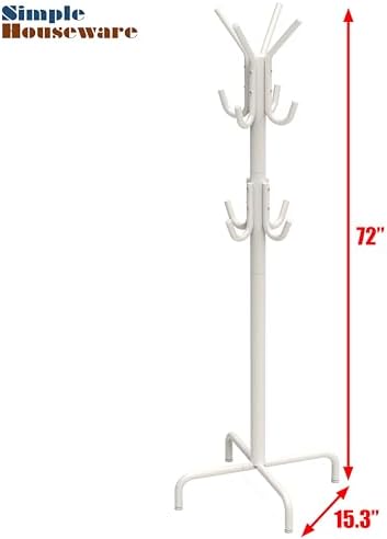 Simple Houseware Standing Coat/Hat Hanger Organizer Rack, 12 Hooks, White - Image 6