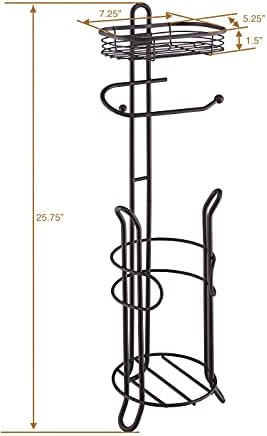 SunnyPoint Bathroom Heavyweight Toilet Tissue Paper Roll Storage Holder Stand with Reserve and Shelve, The Reserve Area Has Enough Space to Store Mega Rolls. (Bronze) - Image 7