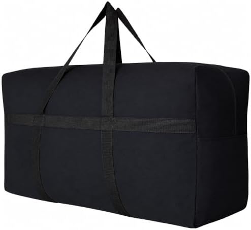 YiKitHom Extra Large Storage Canvas Duffle Bag for Travel, Black Oversized Giant Big Traveling Duffle Bag by YiKitHom