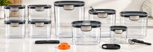 ProKeeper+ Airtight Food Storage Container Set – Clear Plastic Flour and Sugar Canister Set with Magnetic Accessories for Kitchen Organization (Grey, 13-Piece) - Image 2