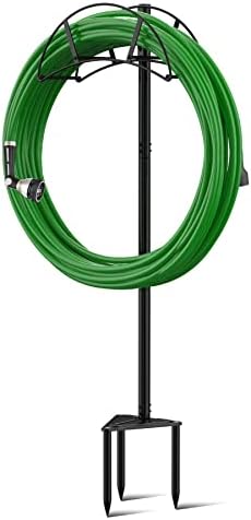 Meykwod Garden Hose Stand/Hanger Freestanding, Heavy Duty In-Ground Hose Rack Organizer for Outside Yard, Sturdy to Hold 150ft (Metal, Black) - Image 3