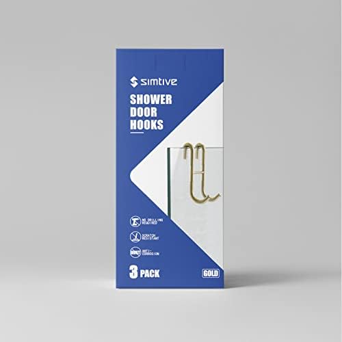 Simtive Shower Door Hooks (3-Pack), Towel Hooks for Bathroom Frameless Glass Door, Shower Squeegee Hooks, Gold - Image 6