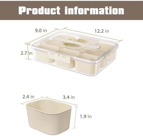 SILIVO Snackle Box Container, Divided Serving Tray with Lid and Handle - Image 3
