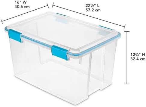 Sterilite 4-Pack 54 Quart Gasket Box, Home Storage Organizer Bins with Lids - Stackable Clear Plastic Containers for Bedroom, Bathroom, Garage, Basement, or Attic - Image 3